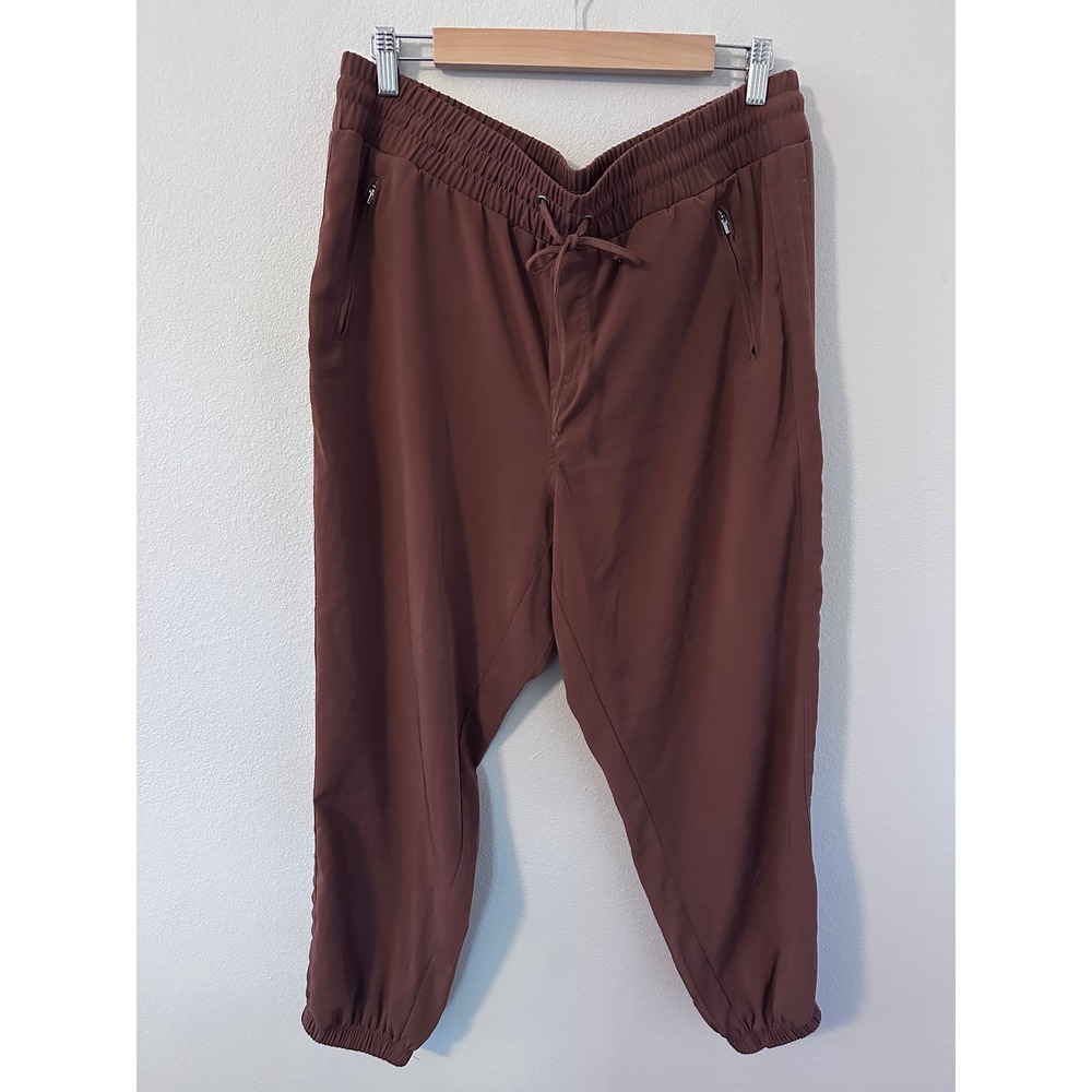 One by Chapter One Jogger Pants XL Brown Excellent Elastic Waist Zipper Pockets